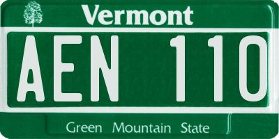 VT license plate AEN110