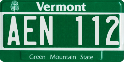 VT license plate AEN112