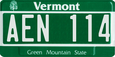 VT license plate AEN114