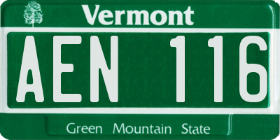 VT license plate AEN116