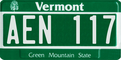 VT license plate AEN117