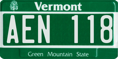 VT license plate AEN118