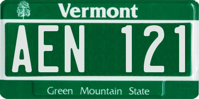 VT license plate AEN121