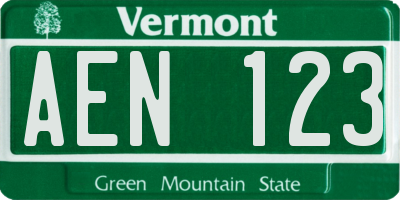 VT license plate AEN123