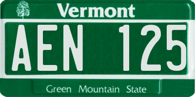 VT license plate AEN125