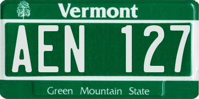 VT license plate AEN127