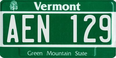 VT license plate AEN129
