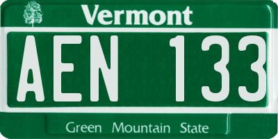 VT license plate AEN133