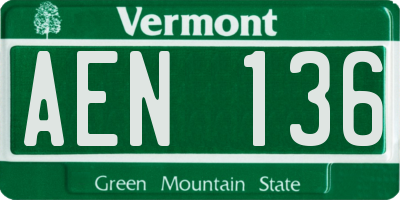 VT license plate AEN136