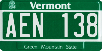 VT license plate AEN138