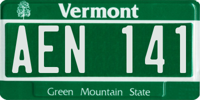 VT license plate AEN141