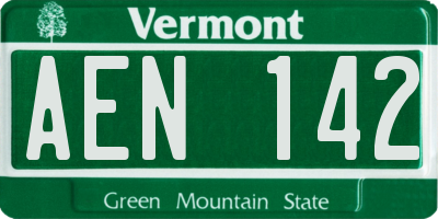 VT license plate AEN142