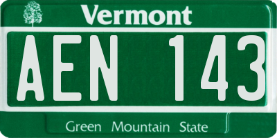 VT license plate AEN143