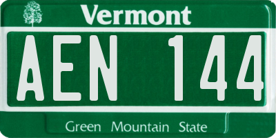 VT license plate AEN144