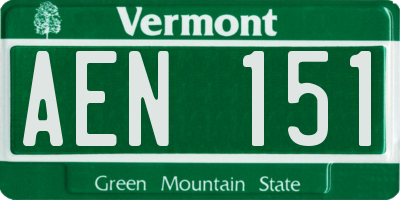 VT license plate AEN151