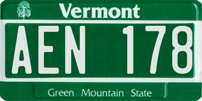 VT license plate AEN178