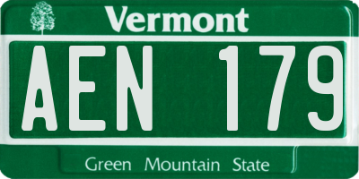 VT license plate AEN179