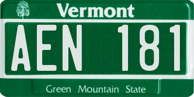 VT license plate AEN181
