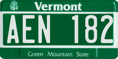 VT license plate AEN182