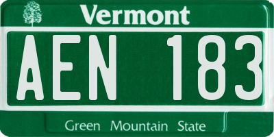VT license plate AEN183