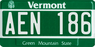 VT license plate AEN186