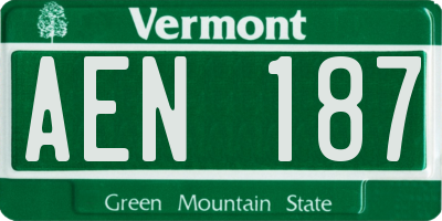 VT license plate AEN187
