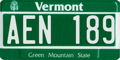 VT license plate AEN189