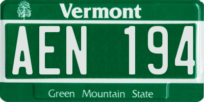 VT license plate AEN194