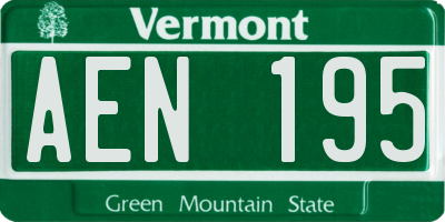 VT license plate AEN195