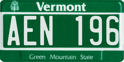 VT license plate AEN196
