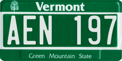 VT license plate AEN197