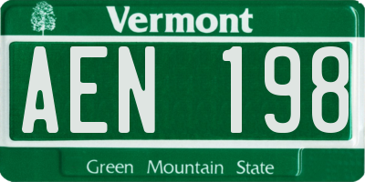 VT license plate AEN198