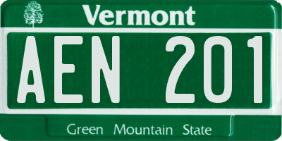VT license plate AEN201