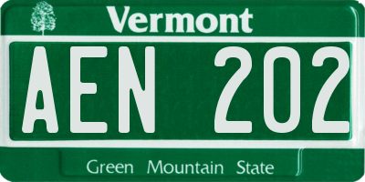 VT license plate AEN202