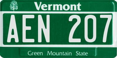 VT license plate AEN207