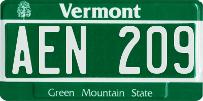 VT license plate AEN209