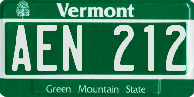 VT license plate AEN212