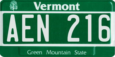 VT license plate AEN216