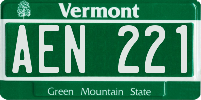 VT license plate AEN221