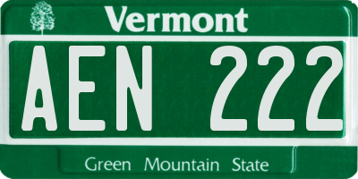 VT license plate AEN222