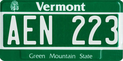 VT license plate AEN223