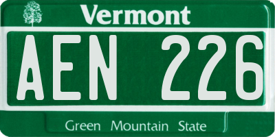 VT license plate AEN226