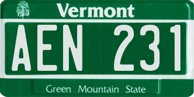VT license plate AEN231