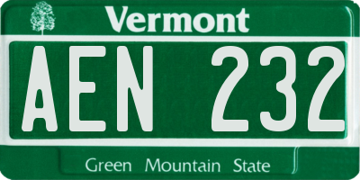 VT license plate AEN232