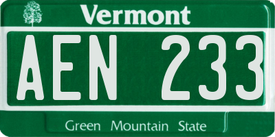 VT license plate AEN233