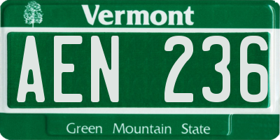 VT license plate AEN236