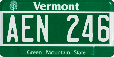 VT license plate AEN246