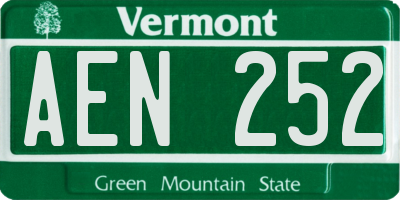 VT license plate AEN252
