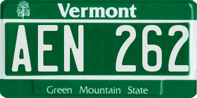 VT license plate AEN262