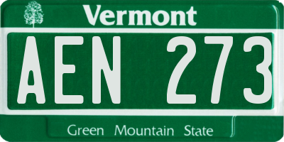 VT license plate AEN273